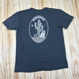 Quiksilver T Shirt Men's Gray Surf Skate‎ Logo Tee Y2k L Fade Worn Cactus
